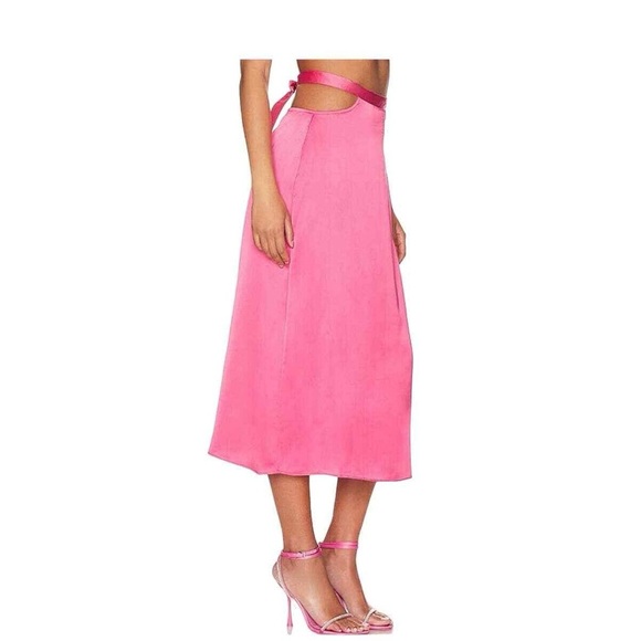 NWOT WeWoreWhat Cut Out Midi Skirt in Hot Pink Size Large Barbiecore - Picture 2 of 5